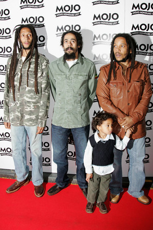 Steve Marley, Damian Marley and Julian Marley arrive at The MOJO Honours List Awards at The Brewery on June 18, 2007 in London, England.